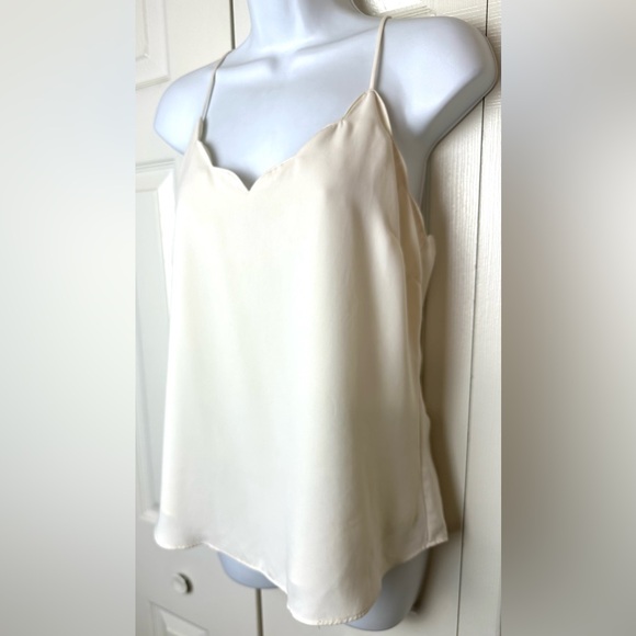J.CREW Scalloped Cami Tank Top Ivory Cream Blouse Shirt Racerback Spaghetti - Picture 4 of 13